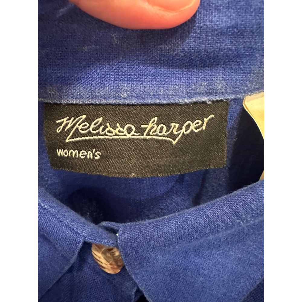 Melissa Harper Blue Linen Rayon Maxi Dress 22W - Picture 6 of 11